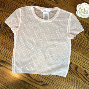 BCBGeneration Sheer Lace Blush Pink Crop Top